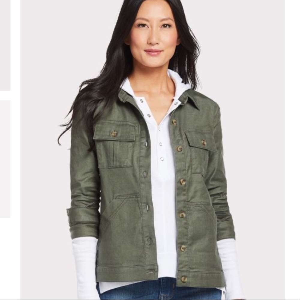 Level 99 Gina Utility Shirt Jacket in Olive Sz S